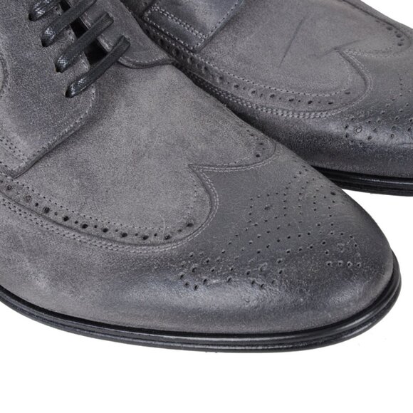 Dolce & Gabbana - Suede Business Wingtip Derby Shoes Gray EUR 42,5 - Picture 3 of 4